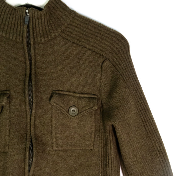 Massif Green Sweater Cardigan Full Zip Up Wool Men's Size S/34 - Picture 7 of 13